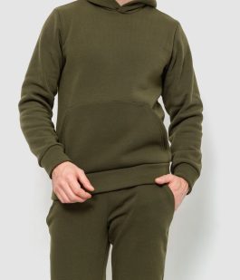 Спорт костюм мужской на флисе, цвет темно-зеленый, 190R235