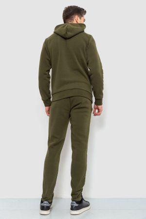 Спорт костюм мужской на флисе, цвет темно-зеленый, 190R235 — изображение 4