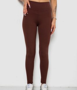 Лосины однотонные в рубчик утепленные на флисе, цвет шоколадный, 238R605