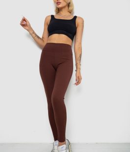 Лосины однотонные в рубчик утепленные на флисе, цвет шоколадный, 238R605