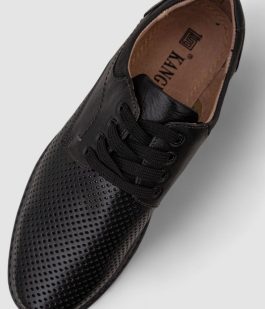 Туфли мужские с перфорацией, цвет черный, 243RB1805