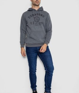 Худи мужской на флисе с капюшоном, цвет серый, 244R2197