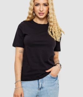 Футболка женская однотонная, цвет черный, 241R1800