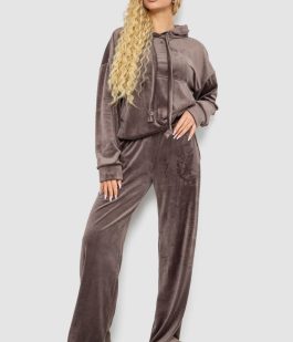 Спорт костюм женский велюровый свободного кроя, цвет мокко, 241R2001-20
