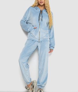 Спортивный костюм женский велюровый, цвет голубой, 238R107-1