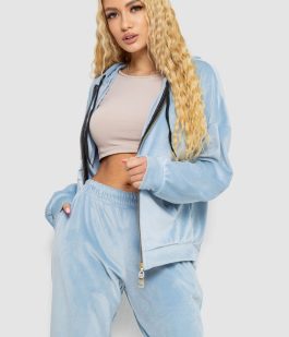 Спортивный костюм женский велюровый, цвет голубой, 238R107-1