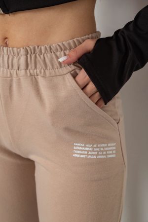 Спортивные штаны женские, цвет бежевый, 238R5052-1 — изображение 5