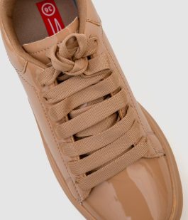 Кеди женские лаковые, цвет бежевый, 248R102-4