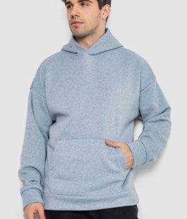Худи мужской на флисе однотонный, цвет светло-серый, 177R058