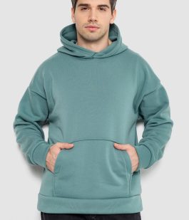 Худи мужской на флисе однотонный, цвет оливковый, 177R058