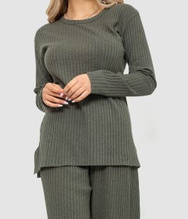 Костюм женский в рубчик повседневный, цвет хаки, 238R57415