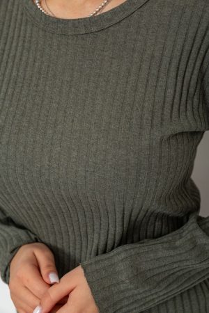 Костюм женский в рубчик повседневный, цвет хаки, 238R57415 — изображение 5