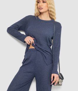 Костюм женский в рубчик повседневный, цвет джинс, 238R57415