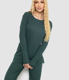 Костюм женский в рубчик повседневный, цвет темно-зеленый, 238R57415