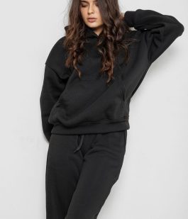 Спортивный костюм женский на флисе, цвет черный, 241R2001-2