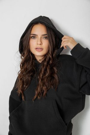 Спортивный костюм женский на флисе, цвет черный, 241R2001-2 — изображение 5