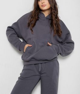 Спортивный костюм женский на флисе, цвет темно-серый, 241R2001-2