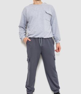 Спортивные штаны мужские двухнитка, цвет серый, 241R0651-1