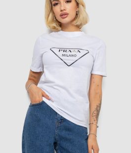 Футболка женская с принтом, цвет белый, 238R57485