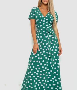 Сарафан в горох, цвет оливковый, 241R154