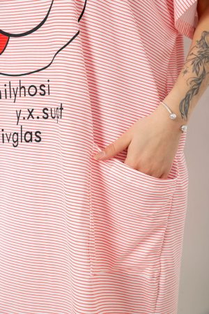 Ночная рубашка в полоску, цвет розово-белый, 238R15022-1 — изображение 5