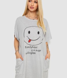 Ночная рубашка в полоску, цвет серо-белый, 238R15022-1