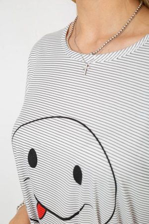 Ночная рубашка в полоску, цвет серо-белый, 238R15022-1 — изображение 5