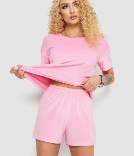 Домашний костюм велюровый, цвет светло-розовый, 102R272-3