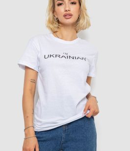 Футболка женская с принтом, цвет белый, 238R57383-1