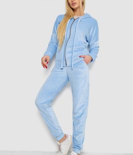 Спортивный костюм женский велюровый, цвет голубой, 177R018