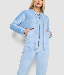 Спортивный костюм женский велюровый, цвет голубой, 177R018