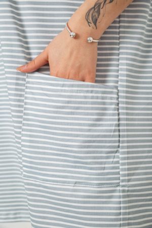 Ночная рубашка в полоску, цвет серо-белый, 238R15022-3 — изображение 6
