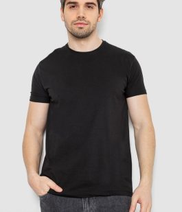 Футболка мужская однотонная батал, цвет черный, 244R2406