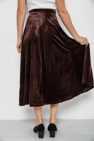 Юбка бархатная годе, цвет коричневый, 167R375 — изображение 4
