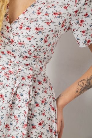 Сарафан на запах софт, цвет бело-красный, 241R173 — изображение 5