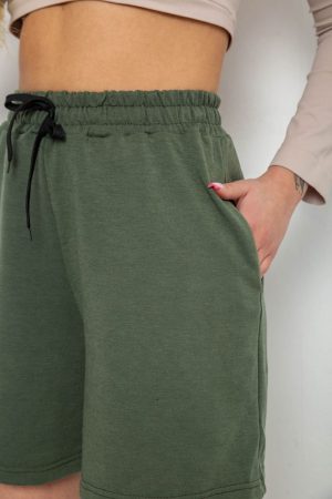 Шорты женские однотонные, цвет хаки, 238R57907 — изображение 5