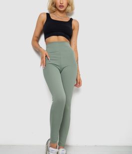 Лосины однотонные в рубчик, цвет оливковый, 238R606-1