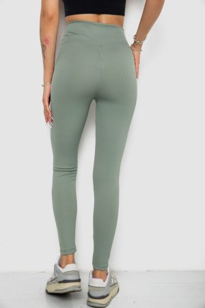 Лосины однотонные в рубчик, цвет оливковый, 238R606-1 — изображение 4