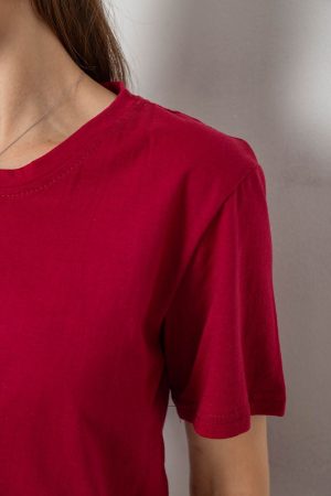 Футболка женская однотонная, цвет бордовый, 238R112 — изображение 5