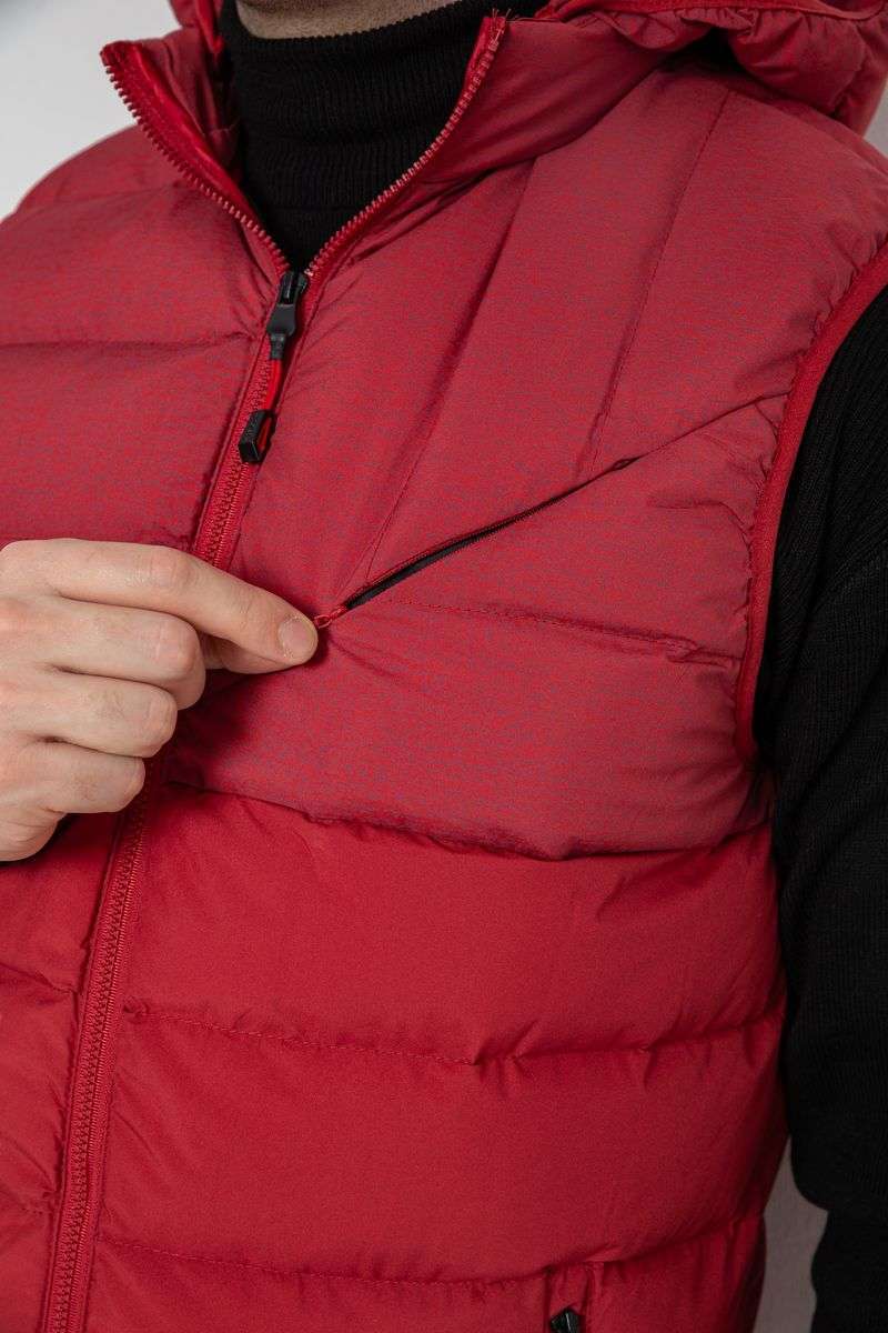 Жилет мужской демисезонный, цвет бордовый, 244RC666 — изображение 6