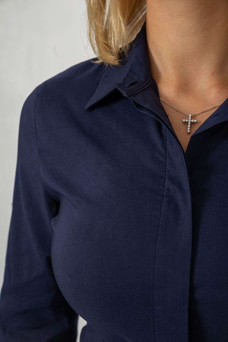 Блуза классическая, цвет синий, 230R08-1 — изображение 5