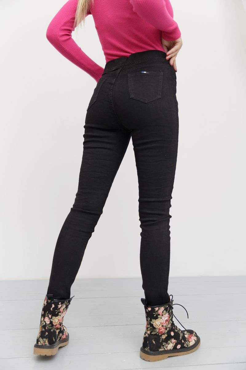 Джеггинсы женские на резинке, цвет черный, 131R9560-6 — изображение 4