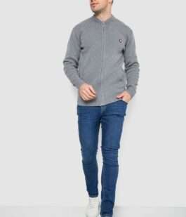 Кофта мужская на молнии с карманами, цвет серый, 161R784