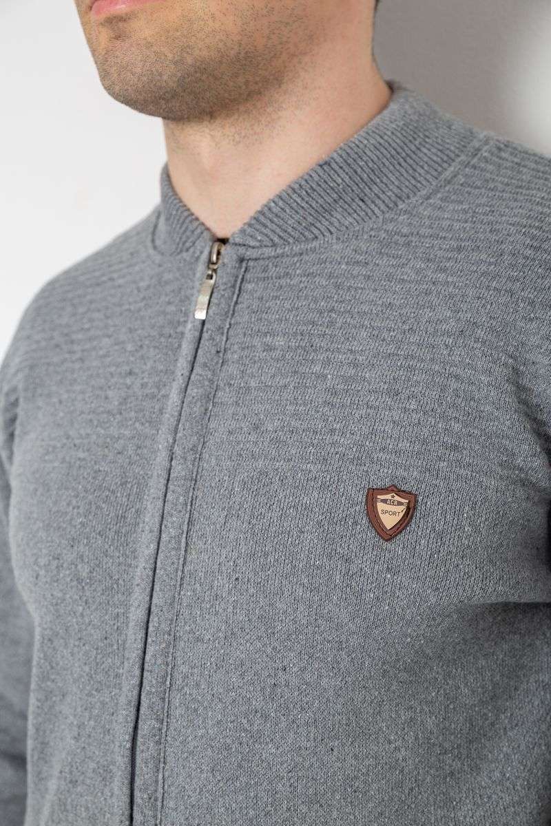 Кофта мужская на молнии с карманами, цвет серый, 161R784 — изображение 5