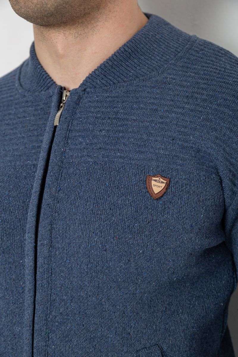 Кофта мужская на молнии с карманами, цвет джинс, 161R784 — изображение 5