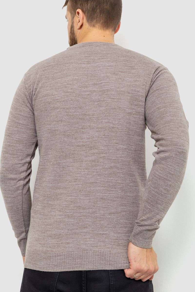 Свитер мужской однотонный, цвет мокко, 161R1770-1 — изображение 4