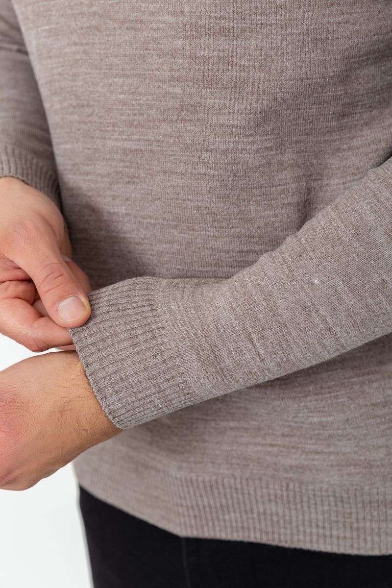 Свитер мужской однотонный, цвет мокко, 161R1770-1 — изображение 5