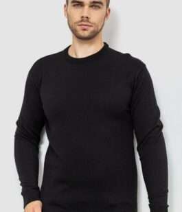 Свитер мужской однотонный, цвет черный, 161R1770-1