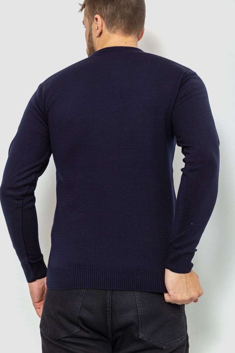 Свитер мужской однотонный, цвет темно-синий, 161R1770-1 — изображение 4