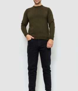 Свитер мужской однотонный, цвет хаки, 161R1770-1